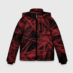 Куртка зимняя для мальчика Красная абстракция цветы, цвет: 3D-красный