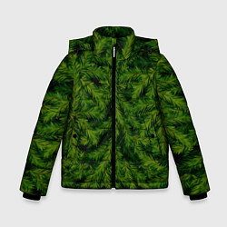 Куртка зимняя для мальчика Текстура Ели Елка Паттерн, цвет: 3D-черный