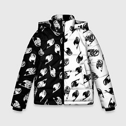 Куртка зимняя для мальчика FAIRY TAIL BLACK WHITE ХВОСТ ФЕИ СИМВОЛЫ ЧЁРНО БЕЛ, цвет: 3D-черный