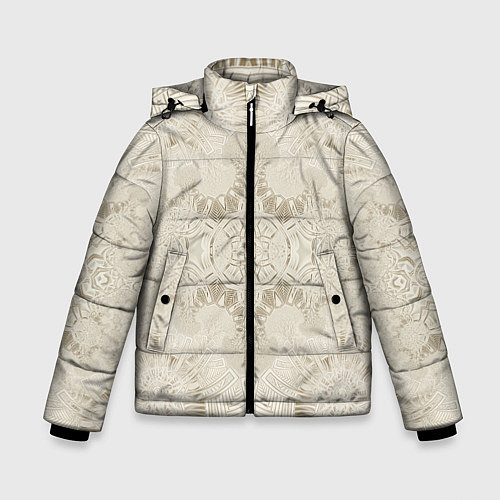 Зимняя куртка для мальчика Бежевый узор - Хуф и Ся / 3D-Светло-серый – фото 1