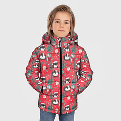 Куртка зимняя для мальчика Пингвины красный паттерн, цвет: 3D-красный — фото 2