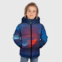 Куртка зимняя для мальчика Извержение вулкана ночью, цвет: 3D-светло-серый — фото 2