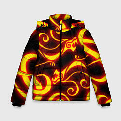 Куртка зимняя для мальчика ОГНЕННОЕ ТАТУ ДРАКЕНА DRAKEN FIRE TATTOO, цвет: 3D-светло-серый