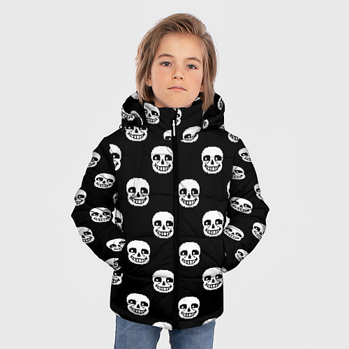 Зимняя куртка для мальчика UNDERTALE SANS SKULL FACE PATTERN УЗОР / 3D-Светло-серый – фото 3