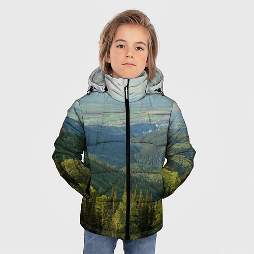 Зимняя куртка для мальчика Природный пейзаж / 3D-Светло-серый – фото 3