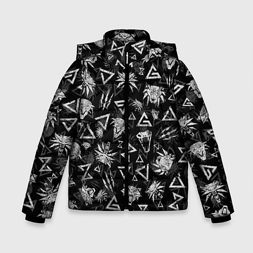 Зимняя куртка для мальчика ВЕДЬМАЧЬИ ЗНАКИ И ШКОЛЫ / 3D-Светло-серый – фото 1