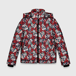 Куртка зимняя для мальчика Skulls & roses, цвет: 3D-красный