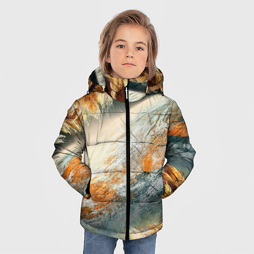 Зимняя куртка для мальчика Песчаный Космос / 3D-Светло-серый – фото 3