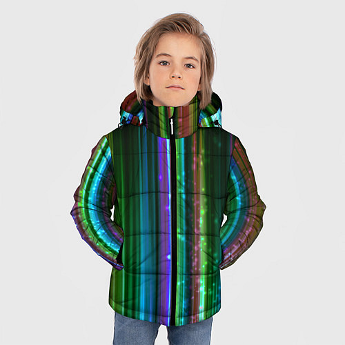 Зимняя куртка для мальчика Свет неоновой радуги / 3D-Светло-серый – фото 3