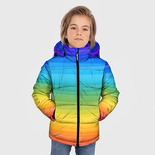 Зимняя куртка для мальчика РАДУЖНЫЙ ДИЗАЙН - РАДУГА / 3D-Светло-серый – фото 3