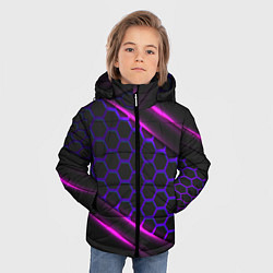 Куртка зимняя для мальчика НЕОНОВЫЕ СОТЫ И ЛИНИИ - NEON, цвет: 3D-светло-серый — фото 2