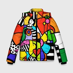 Куртка зимняя для мальчика Romero Britto - valentines day, цвет: 3D-черный