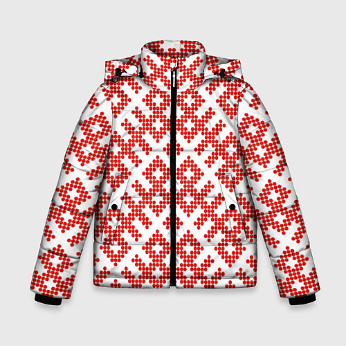 Зимняя куртка для мальчика Славянский орнамент этнический узор / 3D-Красный – фото 1