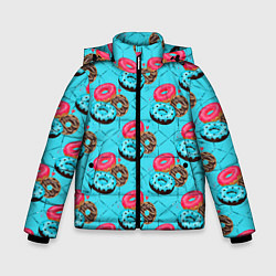 Куртка зимняя для мальчика Яркие пончики, цвет: 3D-черный