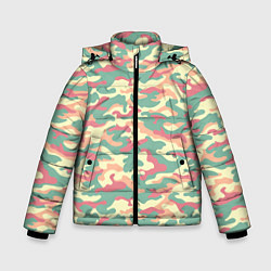 Куртка зимняя для мальчика Камуфляж в пастельных цветах, цвет: 3D-красный