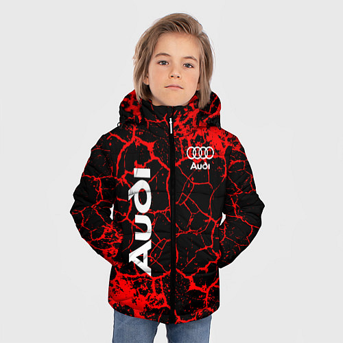 Зимняя куртка для мальчика Audi красные трещины / 3D-Светло-серый – фото 3