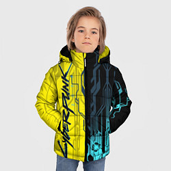 Куртка зимняя для мальчика CYBERPUNK 2077 Логотип, цвет: 3D-светло-серый — фото 2