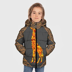 Куртка зимняя для мальчика Жираф из листьев, цвет: 3D-черный — фото 2