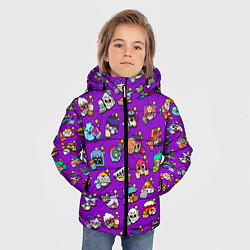 Куртка зимняя для мальчика Особые редкие значки Бравл Пины фиолетовый фон Bra, цвет: 3D-черный — фото 2
