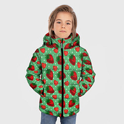 Куртка зимняя для мальчика Клубника на зеленом фоне, цвет: 3D-светло-серый — фото 2