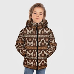 Куртка зимняя для мальчика Жирафы Африка паттерн, цвет: 3D-черный — фото 2