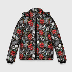Куртка зимняя для мальчика Бесы и Смерть, цвет: 3D-черный