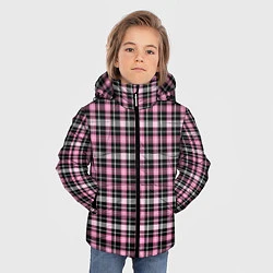 Куртка зимняя для мальчика Шотландская клетка Tartan scottish роз-черно-бел, цвет: 3D-красный — фото 2