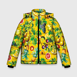 Куртка зимняя для мальчика Лето Фрукты, цвет: 3D-светло-серый