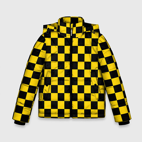 Зимняя куртка для мальчика Такси Шахматные Клетки / 3D-Светло-серый – фото 1