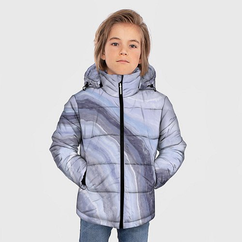 Зимняя куртка для мальчика Дизайн с эффектом мрамора синего цвета / 3D-Светло-серый – фото 3