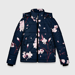 Куртка зимняя для мальчика Веточки с цветами, цвет: 3D-светло-серый