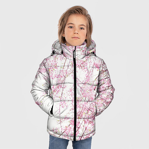 Зимняя куртка для мальчика Розовое цветение / 3D-Светло-серый – фото 3