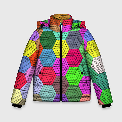 Зимняя куртка для мальчика Геометрический узор Pattern / 3D-Светло-серый – фото 1