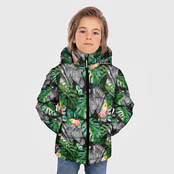 Куртка зимняя для мальчика Зебра и листья, цвет: 3D-светло-серый — фото 2