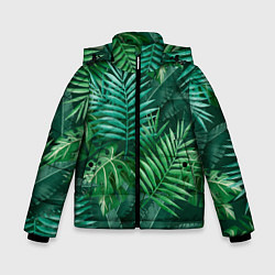 Куртка зимняя для мальчика Tropical plants pattern, цвет: 3D-светло-серый