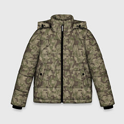 Куртка зимняя для мальчика Вязаный Лесной Камуфляж, цвет: 3D-черный