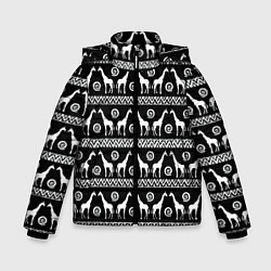 Куртка зимняя для мальчика Черно-белые Жирафы, цвет: 3D-светло-серый