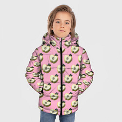 Куртка зимняя для мальчика Яблочные дольки на розовом фоне с эффектом 3D, цвет: 3D-светло-серый — фото 2