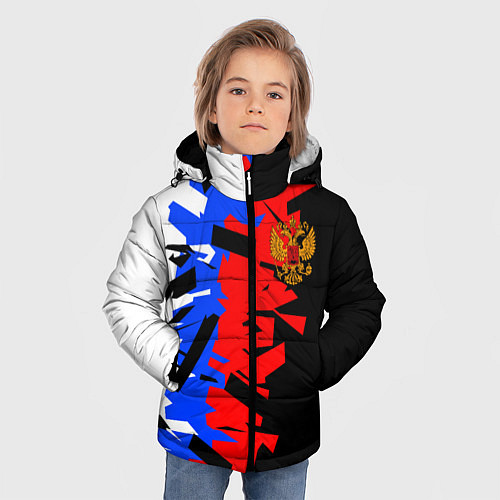 Зимняя куртка для мальчика ТРИКОЛОР ФРАГМЕНТАЦИЯ / 3D-Светло-серый – фото 3