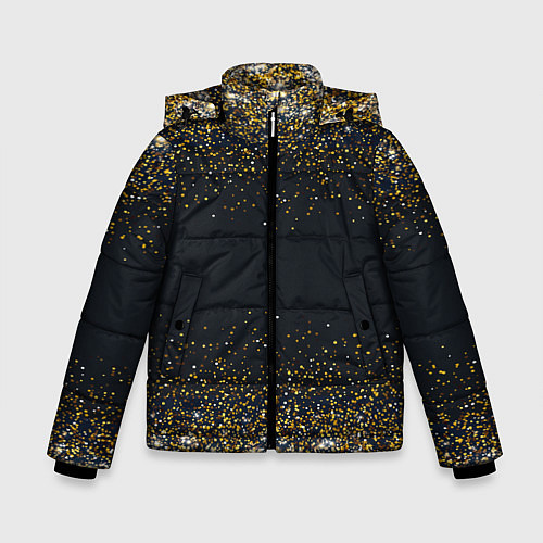 Зимняя куртка для мальчика Золотые блестки на темном фоне Сияющий глиттер, бл / 3D-Светло-серый – фото 1