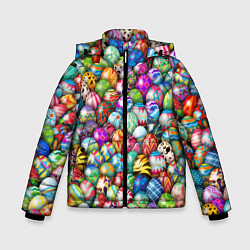 Куртка зимняя для мальчика Пасхальные крашеные яйца, цвет: 3D-черный