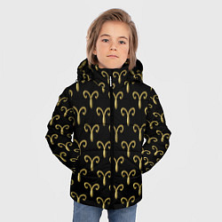 Куртка зимняя для мальчика Золотой овен на черном фоне Паттерн, цвет: 3D-светло-серый — фото 2