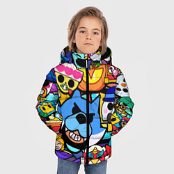 Куртка зимняя для мальчика BRAWL Значки на скины бойцов Пины Бравл Старс, цвет: 3D-красный — фото 2