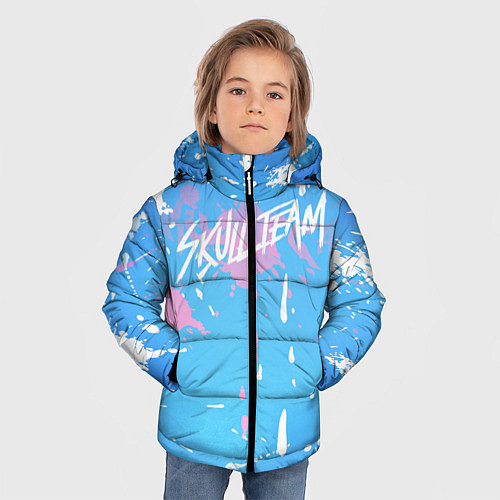 Зимняя куртка для мальчика Кляксы Skull Team / 3D-Светло-серый – фото 3