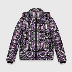 Куртка зимняя для мальчика Абстракция Разноцветный калейдоскоп Фиолетовый, че, цвет: 3D-светло-серый