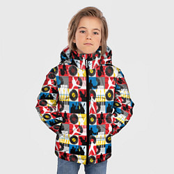 Куртка зимняя для мальчика Рок-н-ролл, винил, запись музыки, цвет: 3D-красный — фото 2