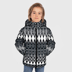 Куртка зимняя для мальчика Белые ромбы, цвет: 3D-черный — фото 2