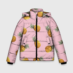 Куртка зимняя для мальчика Ананасы падают, цвет: 3D-светло-серый