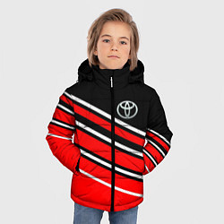 Куртка зимняя для мальчика Toyot полосы, цвет: 3D-красный — фото 2