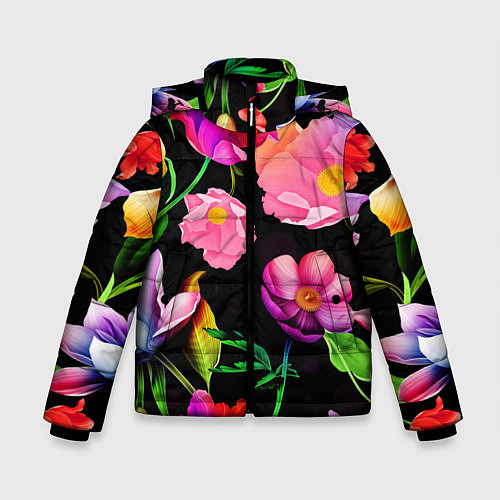 Зимняя куртка для мальчика Цветочный узор Floral pattern / 3D-Красный – фото 1